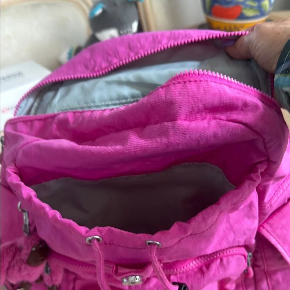 Kipling Pink Backpack with Adjustable Straps and Ruched Details - Picture 11 of 14